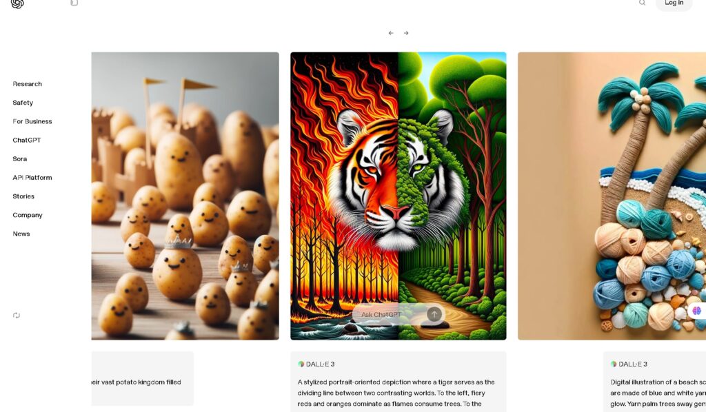 DALL·E interface free vs paid AI tools showing image quality and resolution options