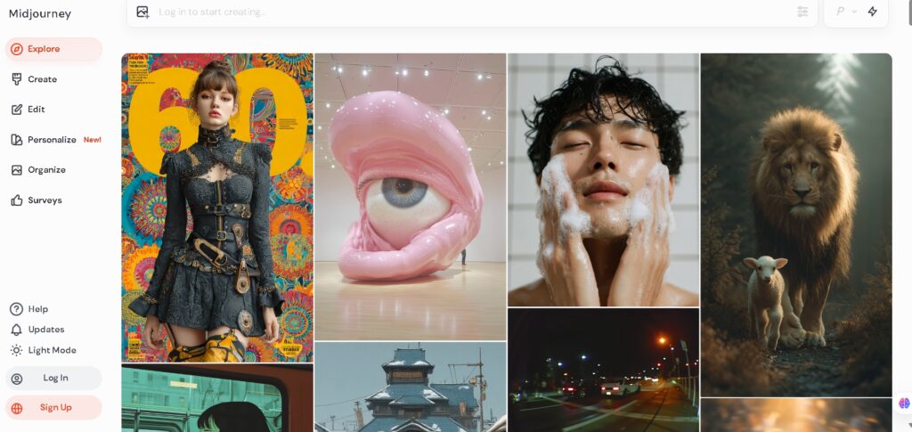 Midjourney bot interaction window displaying image prompts and results.