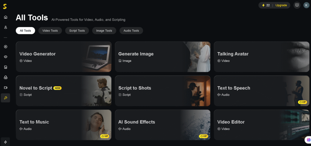 Detailed view of ComicAI features including panel customization, AI character generation, and background selection.