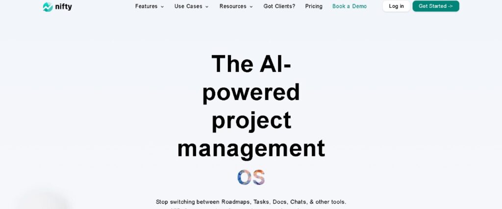 Nifty interface showing project milestones and team chat sidebar