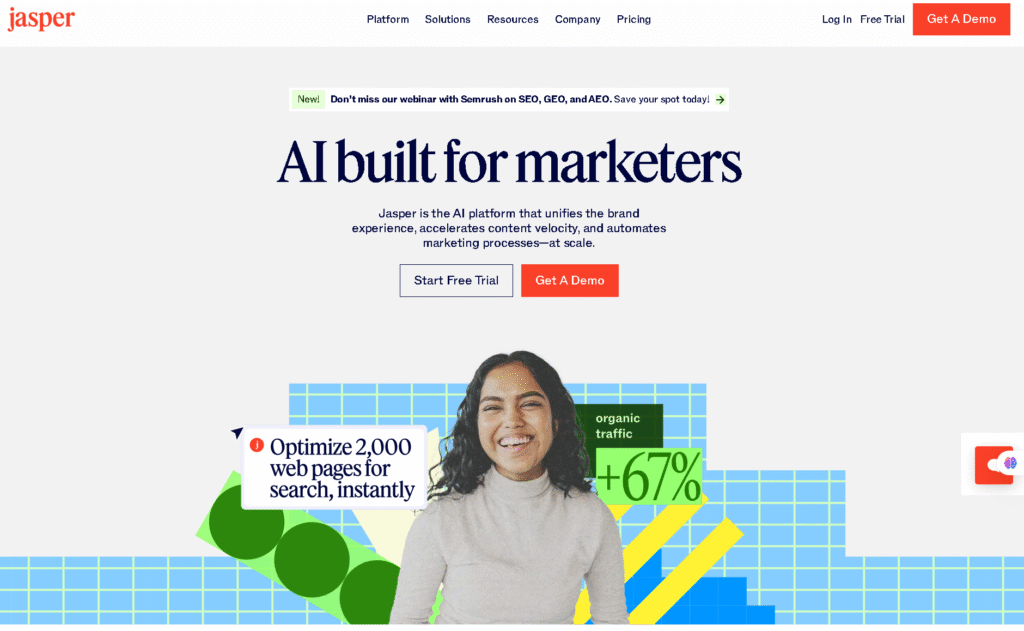 Screenshot of Jasper AI interface generating blog content and marketing copy an AI Tools for Marketing 