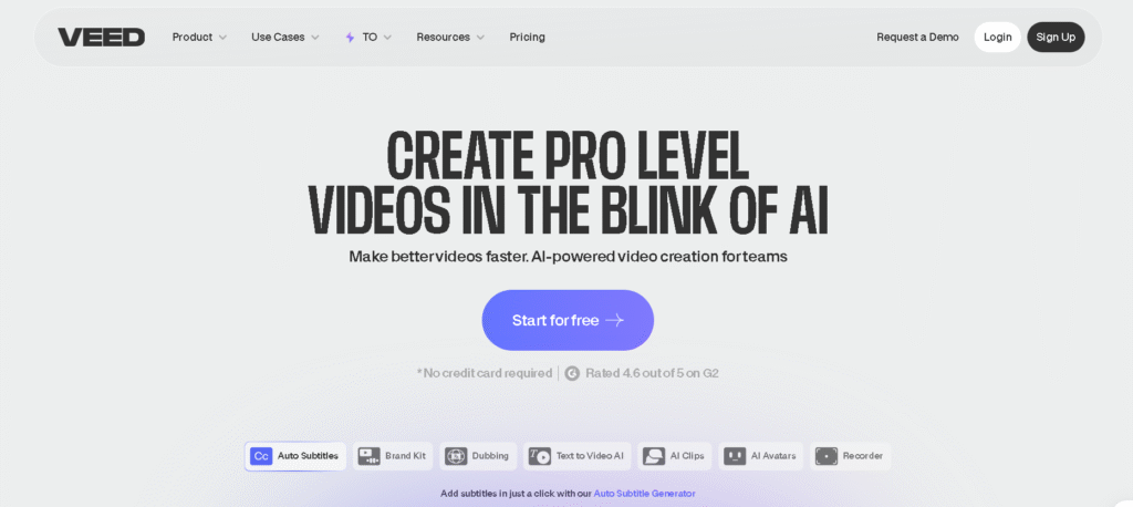 Veed.io online video editing tool as Loom alternatives
