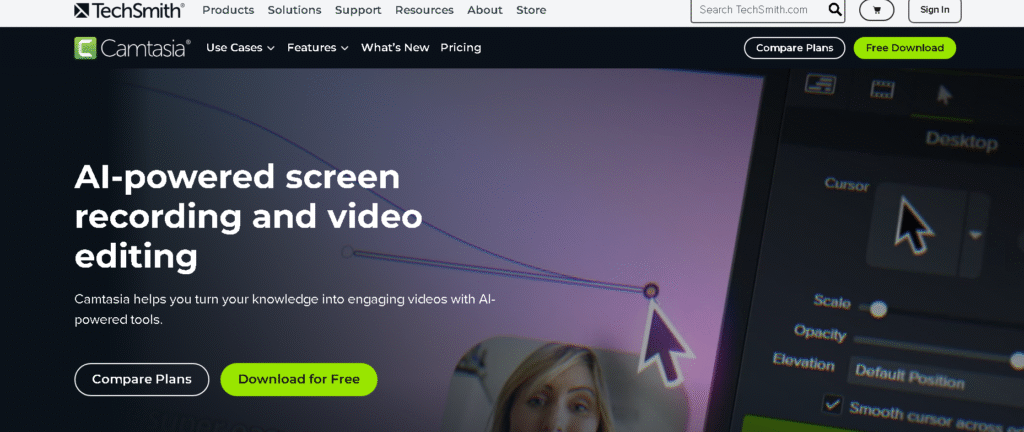 Camtasia professional video recording and editing software