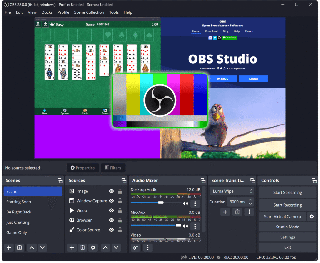 OBS Studio open-source screen recorder and streaming tool