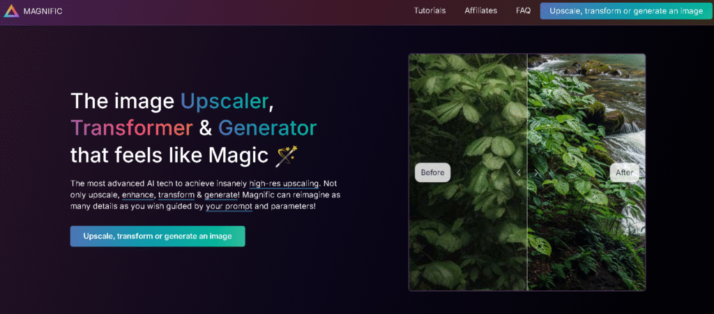 Magnific AI upscaler preserving textures and details in AI-generated art