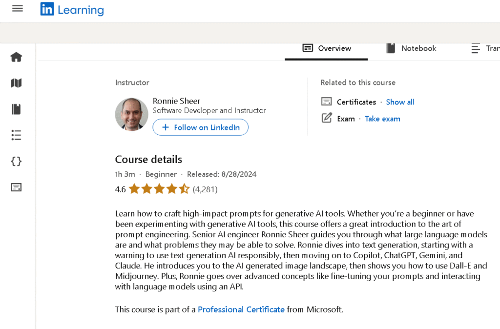 AI Prompting for Beginners course screenshot with lessons overview