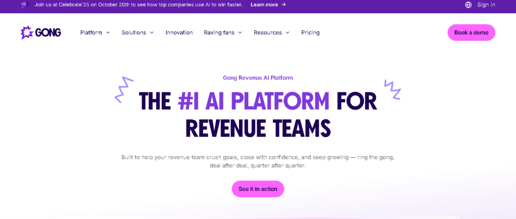 Gong AI sales coaching software with call analysis and real-time conversation intelligence