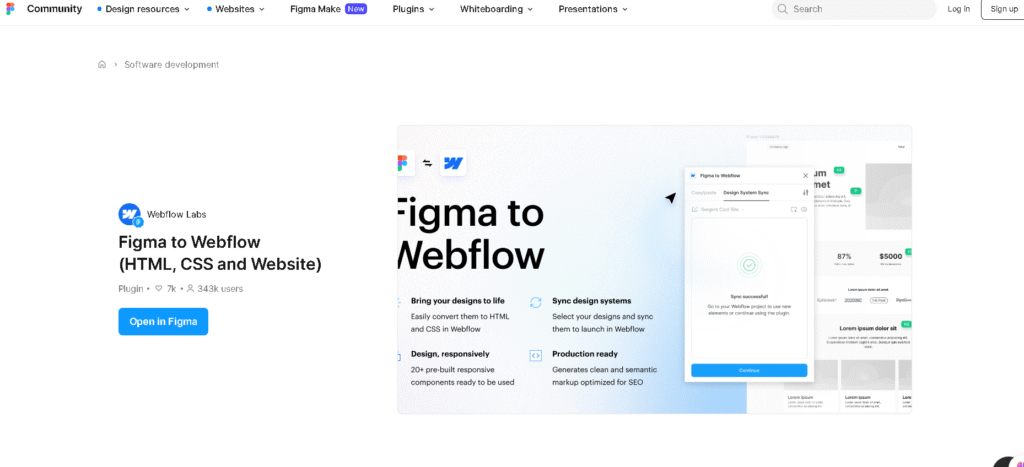 Figma-to-Webflow flow as a framer design alternative