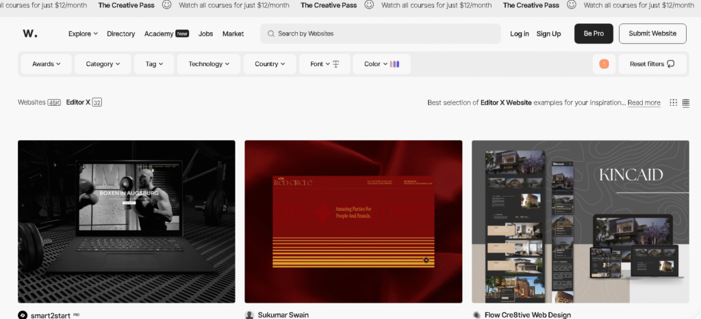 Editor X dashboard with flexible layout grid, a strong framer alternative