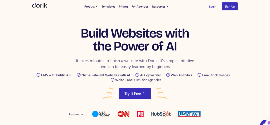 Dorik visual site builder with template selection, a strong framer alternative