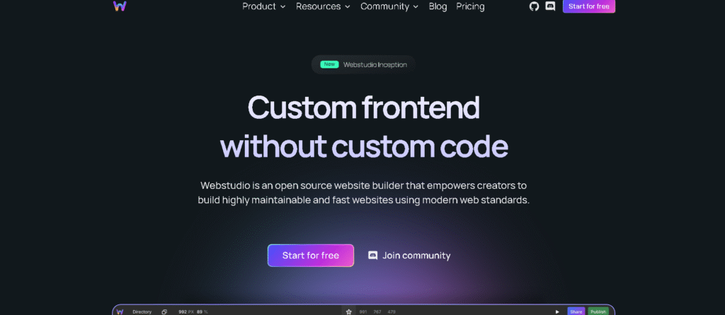 Webstudio interface showing open-source layout editor