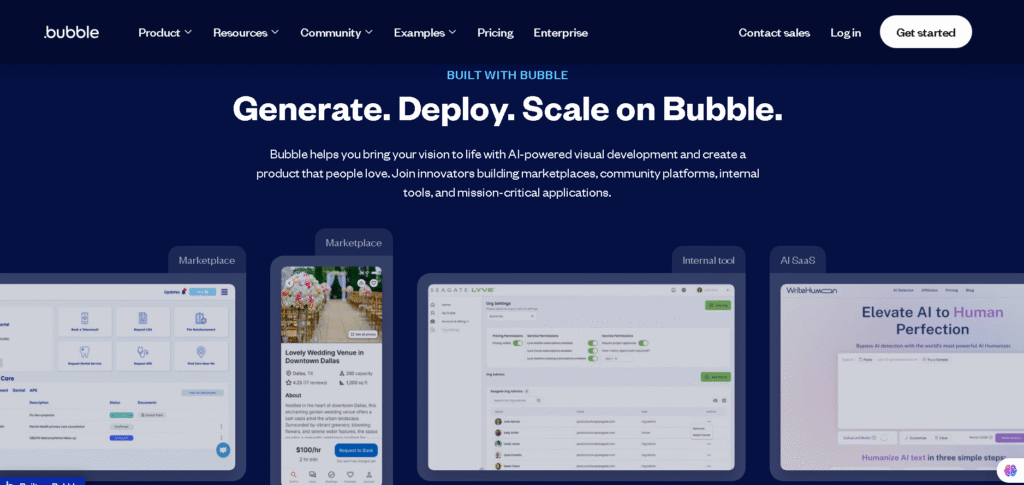 Bubble app builder showing logic flow, a strong framer alternative