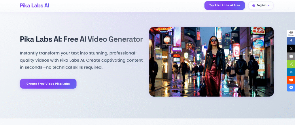 Pika Labs AI user dashboard