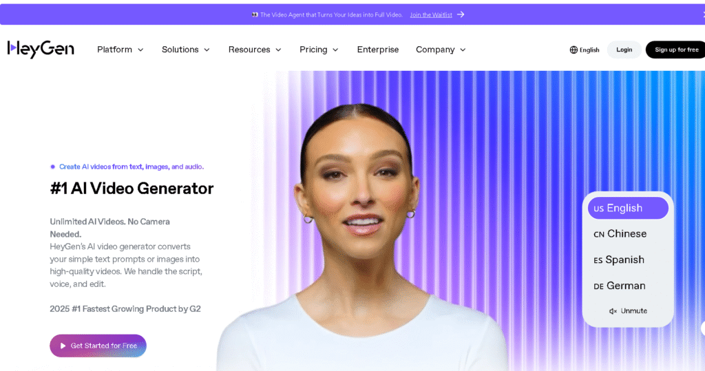 HeyGen AI platform with avatar video features