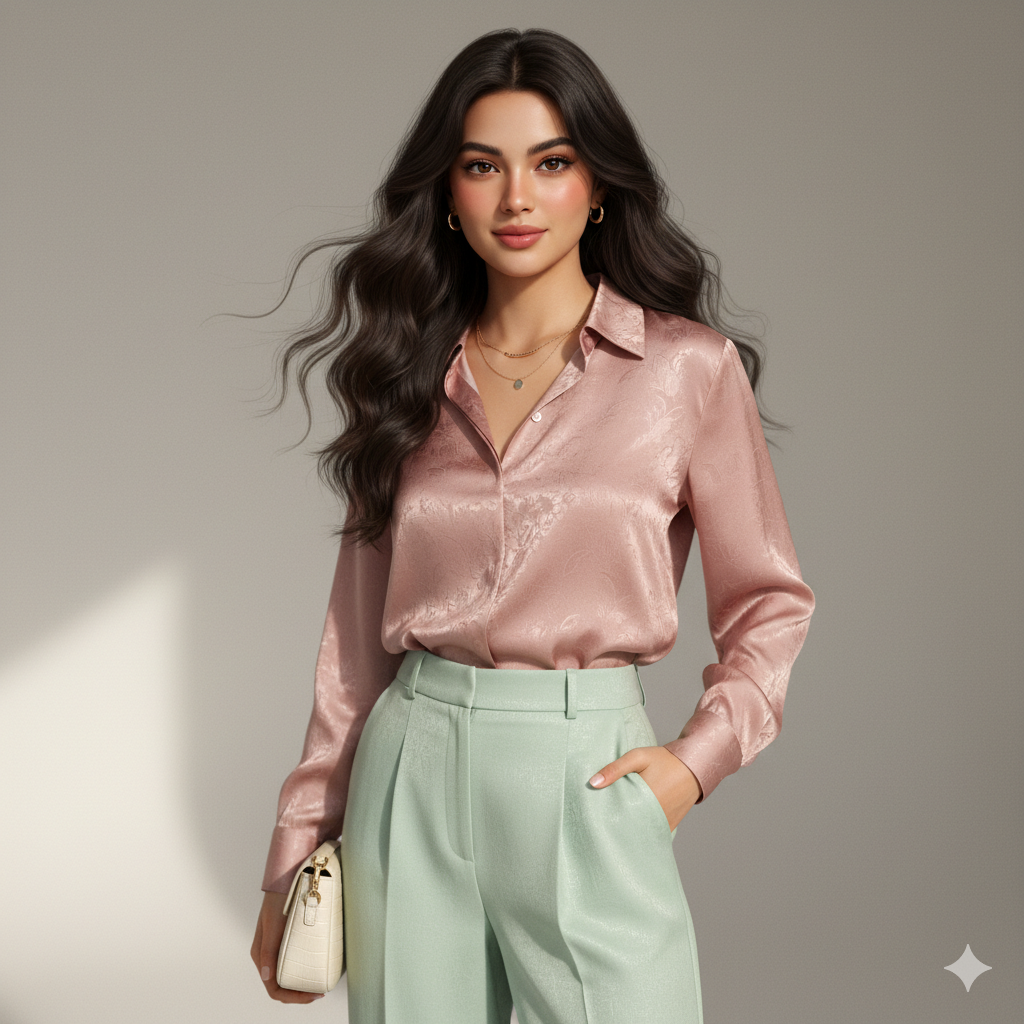 3D portrait of a stylish woman in Chareesh clothing generated with Google Nano Banana, photorealistic and HD