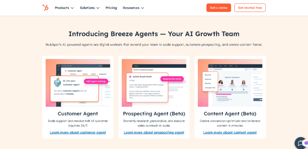HubSpot CRM workflow automation for AI SDR agents managing prospect outreach in B2B sales.
