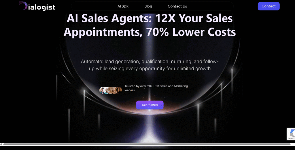 AI SDR agents dashboard from Dialogist.ai showing automated B2B lead qualification and outreach.