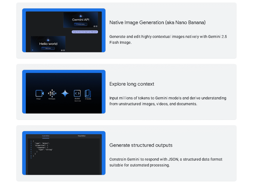 Google AI Studio / Gemini dashboard screenshot showing project overview, API metrics, and billing info