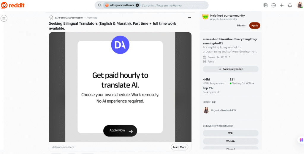 Example of Reddit posts from r/technology used for scraping and content analysis