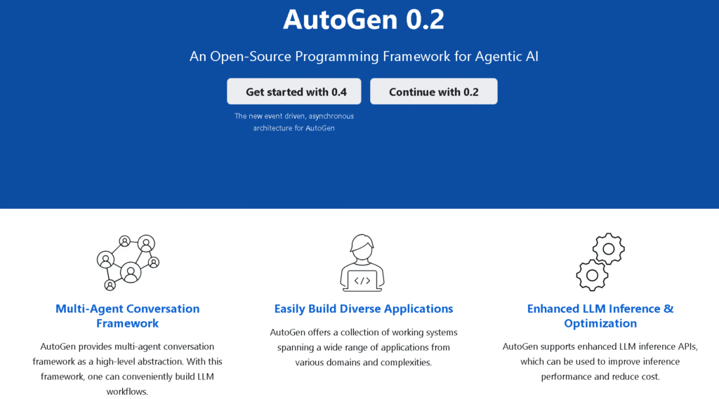 Microsoft AutoGen platform showing multi-agent collaboration and task orchestration