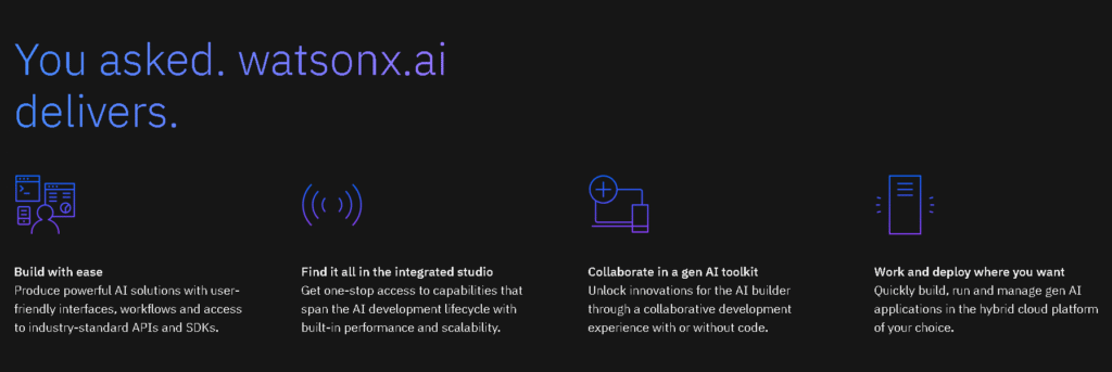 IBM watsonX.AI enterprise dashboard with governance and AI agent tools