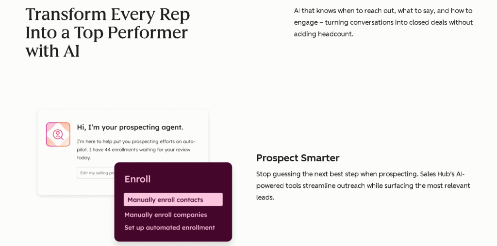 HubSpot Sales Hub dashboard tracking pipeline, leads, and revenue growth an AI Tools for Sales