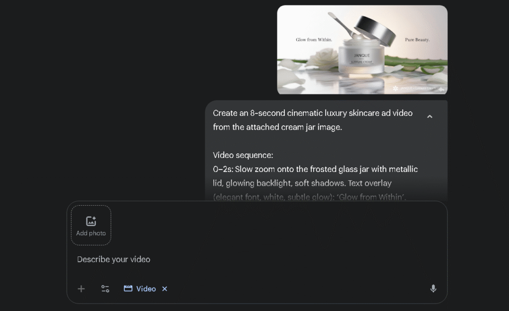 Premium skincare product animation with Nano Banana Veo 3 tools